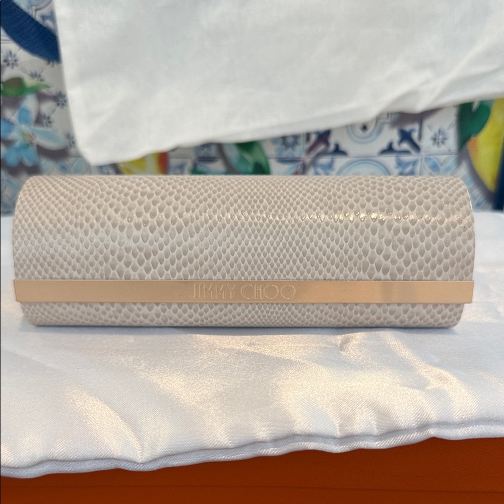 Jimmy Choo Light Gray Snakeskin Clutch